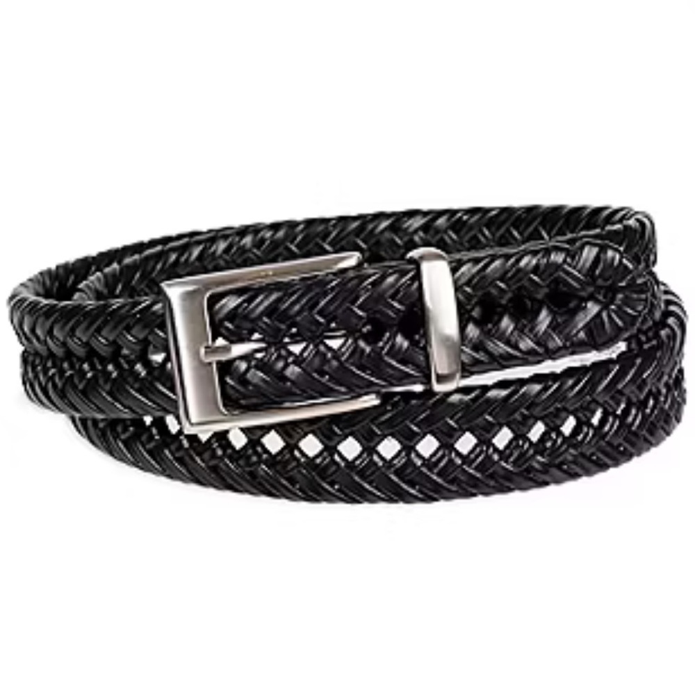 DOCKERS Black Braided Leather Belt XL Size 42-44 New with Tags